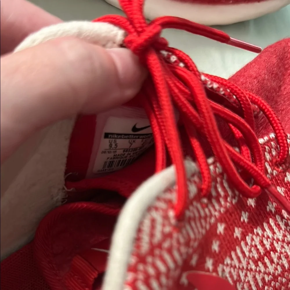 Nike Red and White Knit Holiday style Sneakers